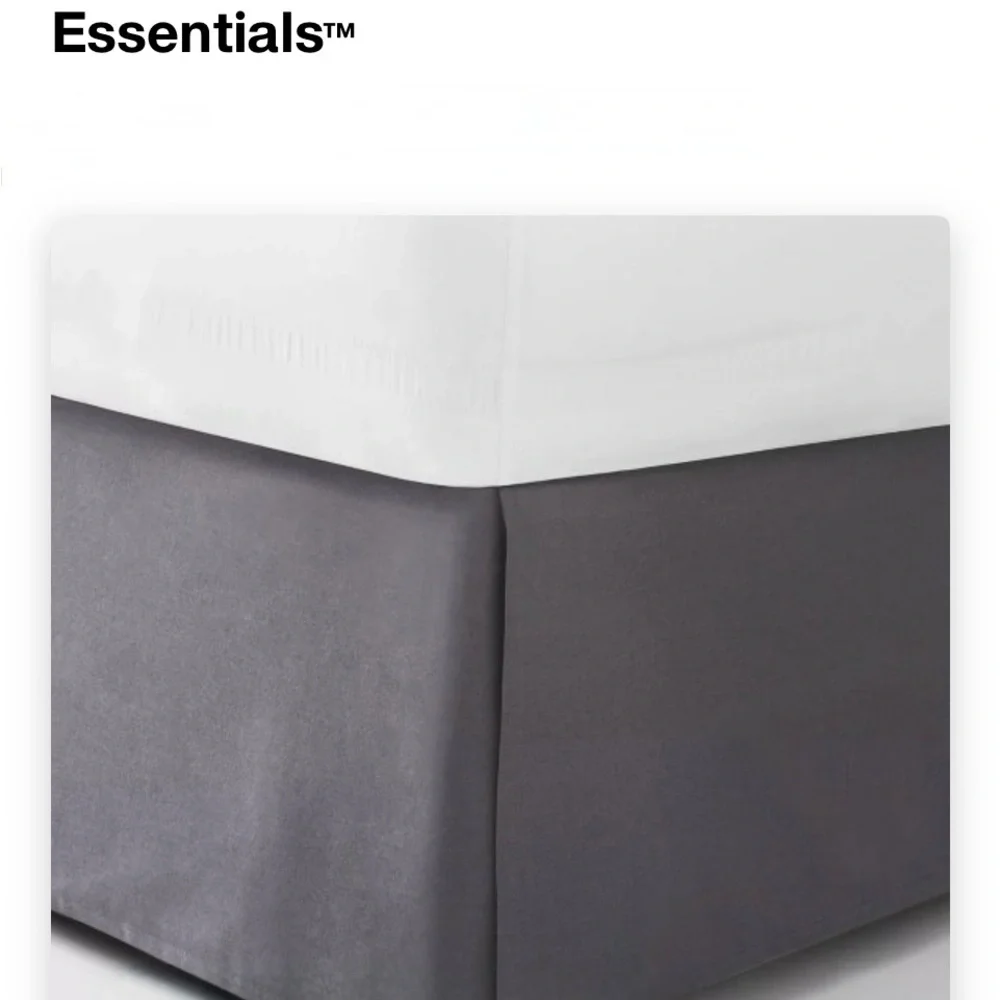 Essentials Gray Bed Skirt Twin Cotton Blend new 14” drop 39” x 75”